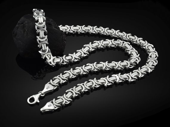 Heavy Thick Silver Man Chain, 670-750 Grams Solid Silver Byzantine