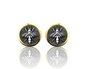 男性用ポリッシュ仕上げ 925 シルバー バンブルビー カフスボタン