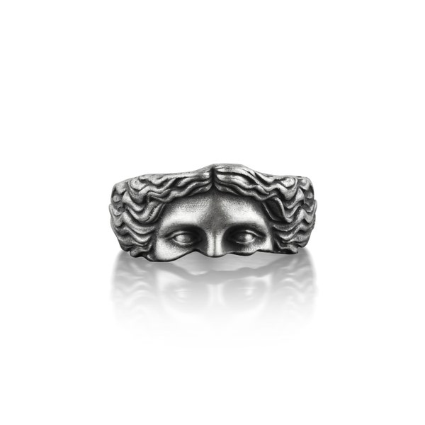 Bague unique en son genre yeux d'Aphrodite, bague Vénus déesse en mythologie romaine, bague grecque antique en argent sterling, bague fantaisie pour homme