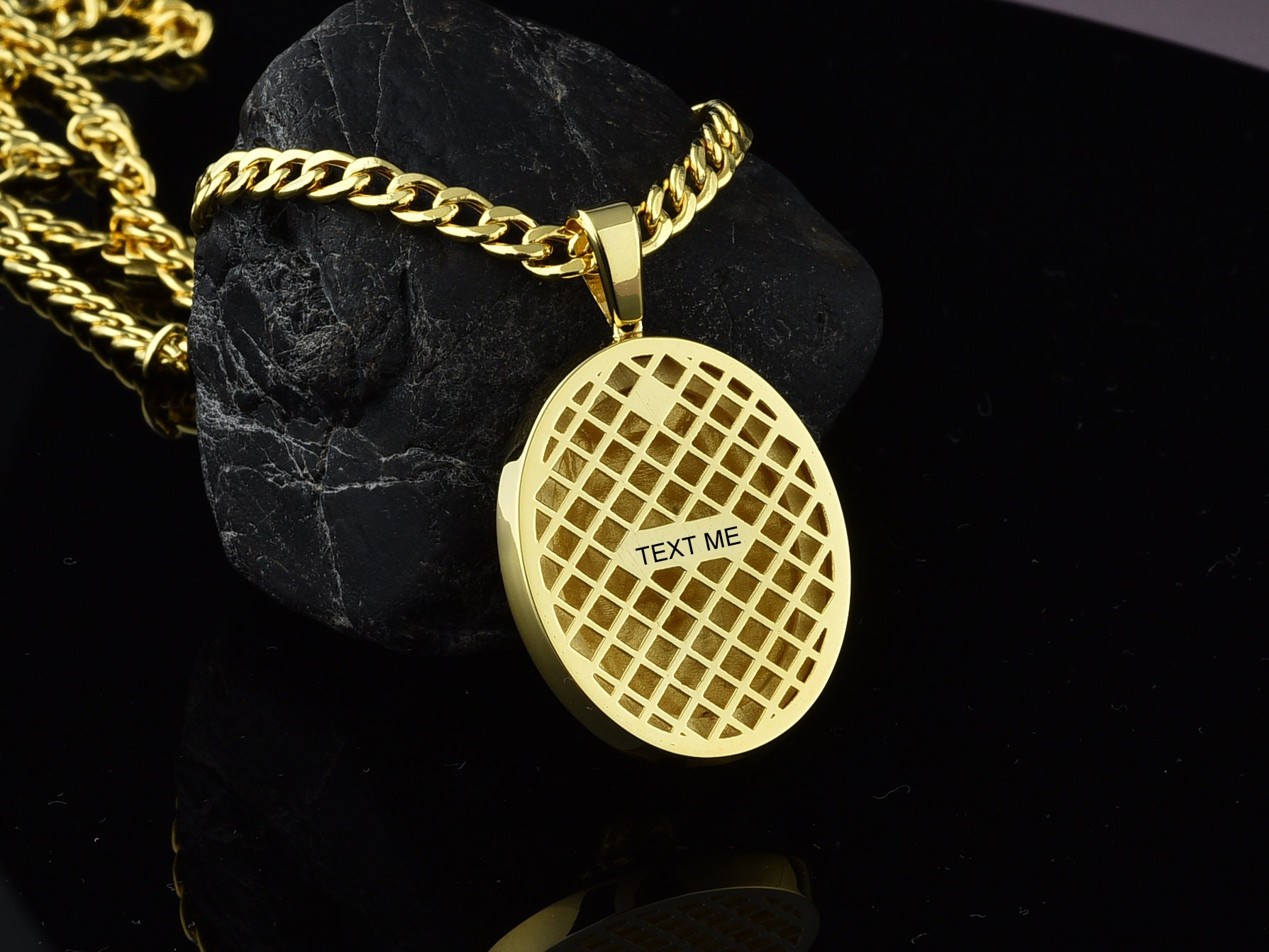 Personalized Gold Mens Lion Necklace 18K Gold Oval Lion Etsy