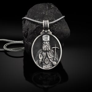 Sterling Silver Saint Luke Men&#39;s Necklace, St Luke Medallion, Religious Silver Charm Man Necklace, Christian Catholic Men Pendant, Mens Gift
