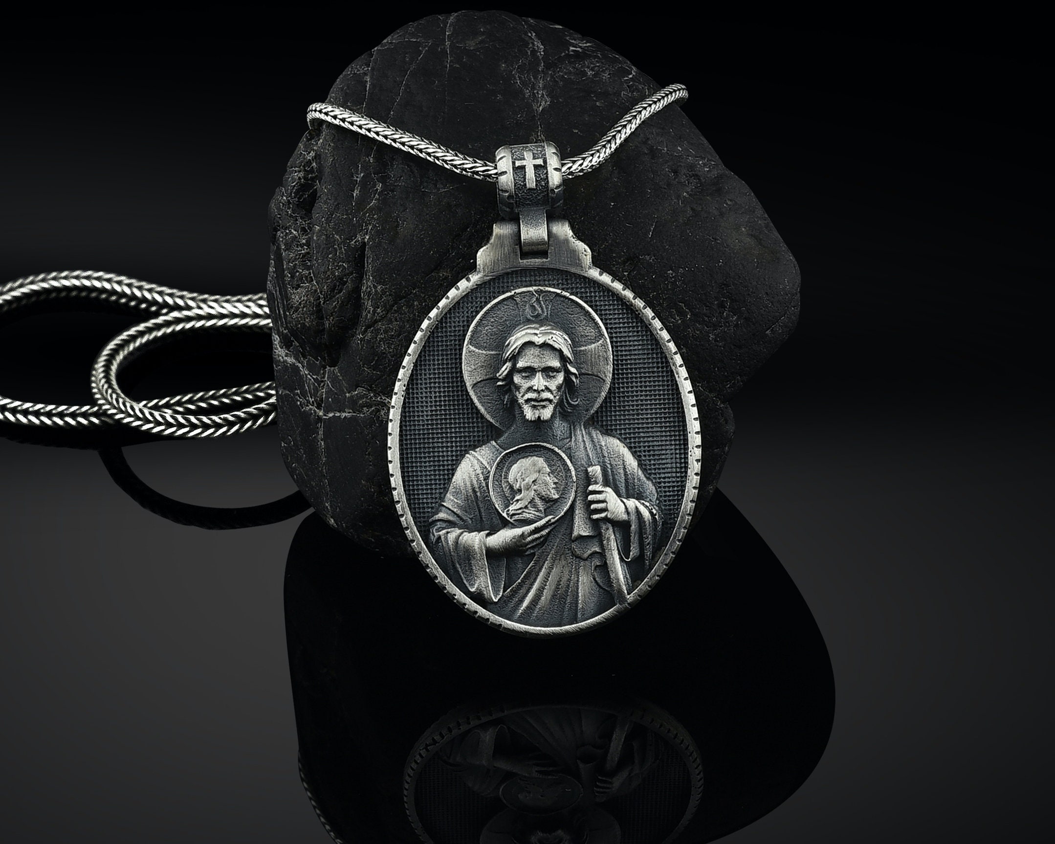 Silver Saint Jude Mens Necklace Men 