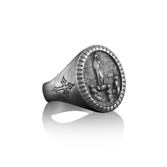 Our Lady of Fatima Men Ring Virgin Mary Fatima Christian Ring