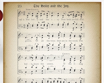 The Holly and the Ivy Printable Vintage Sheet Music | Classic Holiday  Music in  Antique & Farmhouse Decor for Christmas