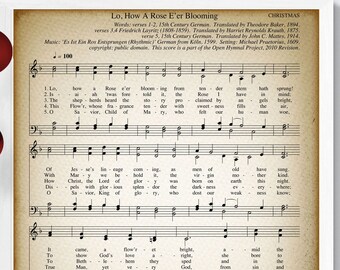 Lo, How a Rose Ever E'er Blooming Printable Vintage Sheet Music | Classic Holiday  Music in  Antique & Farmhouse Decor for Christmas