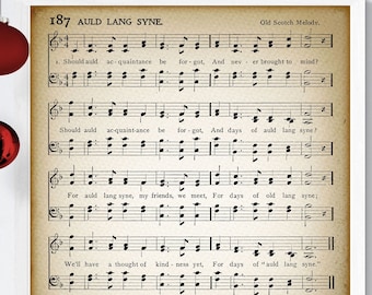 Auld Lang Syne New Year's Song Printable Vintage Sheet - Etsy