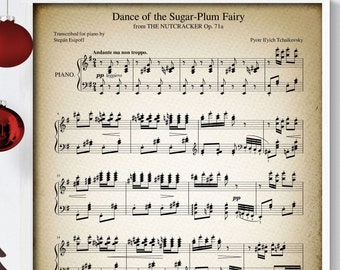 Nutcracker Dance of the Sugar Plum Fairy Printable Vintage Sheet Music | Classic Holiday  Music in  Antique & Farmhouse Decor for Christmas