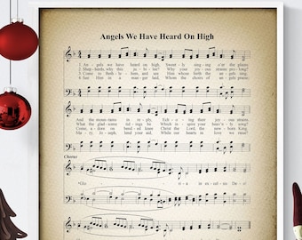 Angels We Have Heard On High Printable Vintage Sheet Music | Christian Hymn Print for Antique & Farmhouse Decor | Christmas Carol