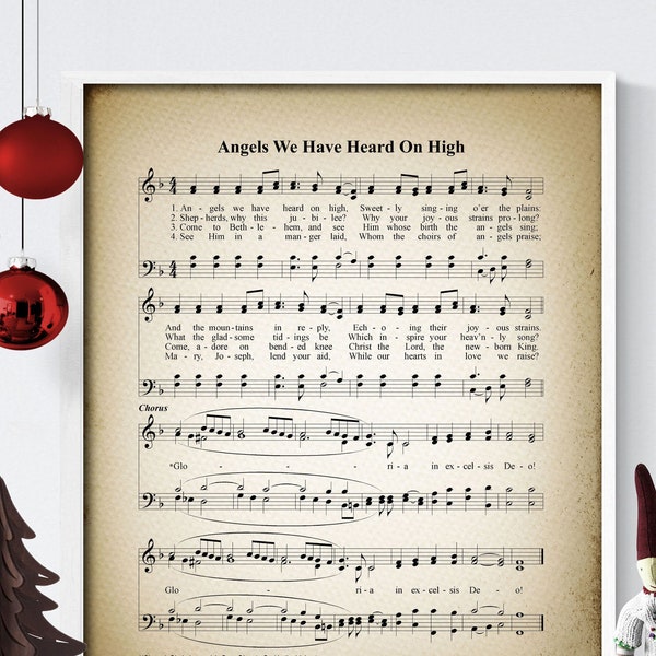 Engel haben wir auf hoch druckbare Vintage Noten | Christian Hymne Druck für Antik & Bauernhaus Dekor | Weihnachtslied