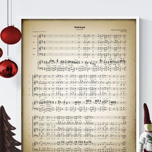 Hallelujah Chorus by Handel Printable Vintage Sheet Music | Christian Hymn Print for Antique & Farmhouse Decor | Christmas Carol