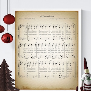 O Tannenbaum Printable Vintage Notenblatt | Weihnachtssänger mit klassischer Weihnachtsmusik aus den 70er Jahren