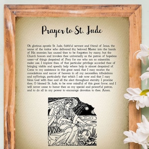 St. Jude Prayer | Saint Jude Miracle Healing Scripture Wall Art | Christian Catholic Quote Gift Print for Antique & Farmhouse Decor
