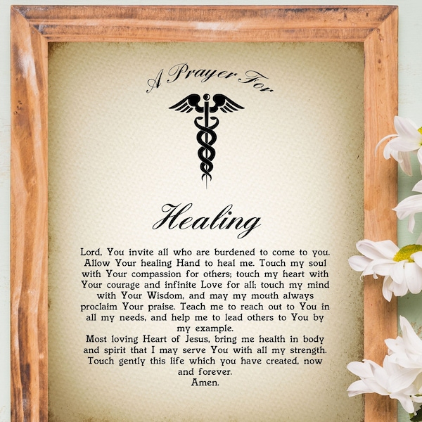 Medical Healing Prayer |  Healing Gift for the Sick  | Biblical  Print for Antique & Farmhouse Decor | Religious Rustic Christian Decor