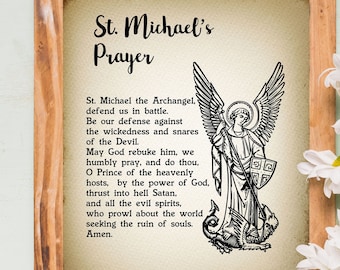 St. Michael's Prayer, Archangel Prayer | Saint Michael Scripture Wall Art Sign | Christelijk katholiek citaat geschenk