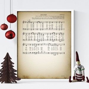 Silent Night   Printable Vintage Sheet Music | Christian Hymn Print for Antique & Farmhouse Decor | Christmas Carol