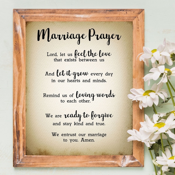 Wedding and Marriage Blessing Prayer  |  Print for Antique & Farmhouse Decor | Religious Rustic Christian Decor