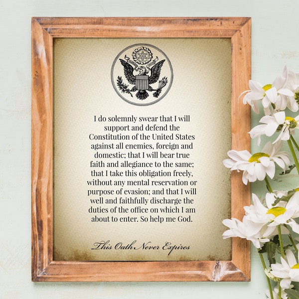 Oath of Commissioned Officer Printable American Decor | Patriotic Americana Print for US Military Armed Forces | Antique Historic Wall Art