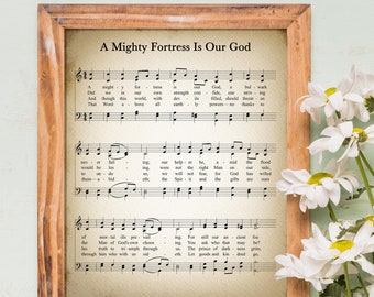 A Mighty Fortress Is Our God Printable Vintage Sheet Music | Christian Hymn Print for Antique & Farmhouse Decor | Religious Hymnal