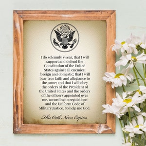 Oath of Enlistment Printable American Decor | Patriotic Americana Print for US Military Armed Forces | Antique Historic Document Wall Art