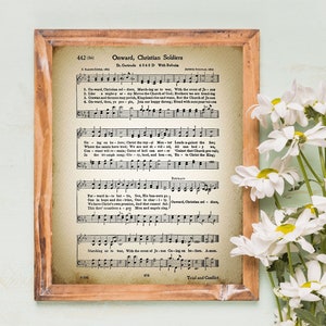 Onward Christian Soldiers Printable Vintage Sheet Music | Christian Hymn Print for Antique & Farmhouse Decor | Religious Hymnal