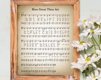 How Great Thou Art Printable Vintage Sheet Music | Christian Hymn Print for Antique & Farmhouse Decor | Religious Hymnal