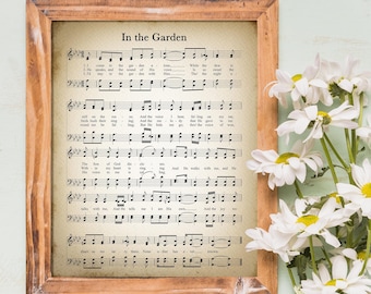 In the Garden Printable Vintage Sheet Music | Christian Hymn Print for Antique & Farmhouse Decor | Religious Hymnal