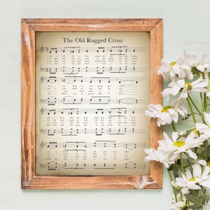 The Old Rugged Cross Printable Vintage Sheet Music | Christian Hymn Print for Antique & Farmhouse Decor | Religious Hymnal