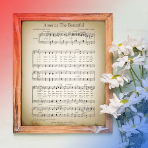 America the Beautiful Printable Vintage Sheet Music | Patriotic American Print for Antique & Farmhouse Decor | Historic Americana