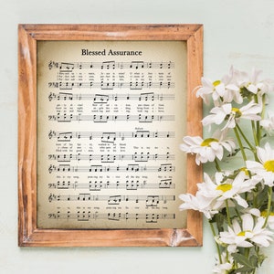 Blessed Assurance Printable Vintage Sheet Music | Christian Hymn Print for Antique & Farmhouse Decor | Religious Hymnal