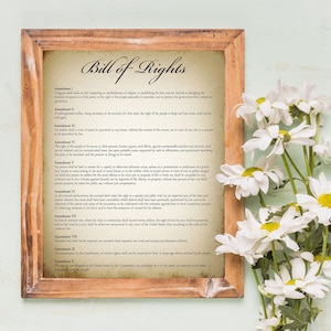 Decoración Americana Imprimible de la Carta de Derechos (En lo que se Puede Imprimir Decoración) Impresión Patriotica Americana para el 4 de julio Arte de pared de documentos históricos antiguos