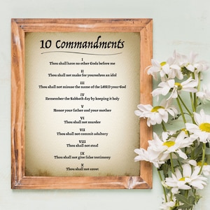 10 Commandments Printable Bible Verse | Exodus 20  Print for Antique & Farmhouse Decor | Religious Rustic Christian Decor