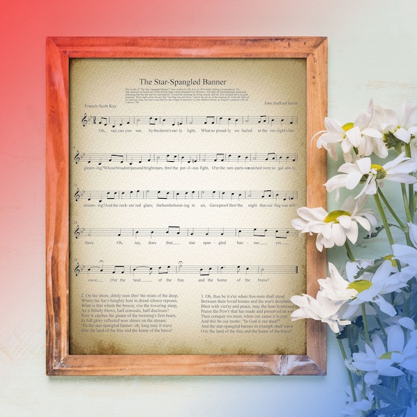 Star Spangled Banner Printable Vintage Sheet Music | Patriotic American Print for Antique & Farmhouse Decor | Historic Americana