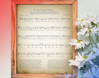 Star Spangled Banner Printable Vintage Sheet Music | Patriotic American Print for Antique & Farmhouse Decor | Historic Americana