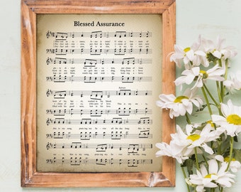 Blessed Assurance Printable Vintage Sheet Music | Christian Hymn Print for Antique & Farmhouse Decor | Religious Hymnal