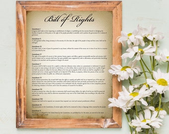Bill of Rights Printable American Decor | Patriotic Americana Print for July 4th | Antique Historic Document Wall Art