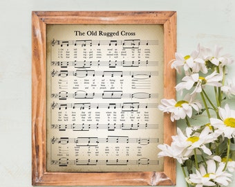 The Old Rugged Cross Printable Vintage Sheet Music | Christian Hymn Print for Antique & Farmhouse Decor | Religious Hymnal