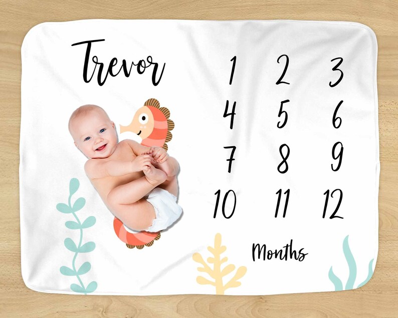 Personalized Name Donut Baby Milestone Blanket Sweet Pastry Sprinkles Doughnut Design for Boy or Girl Soft for Monthly Milestones