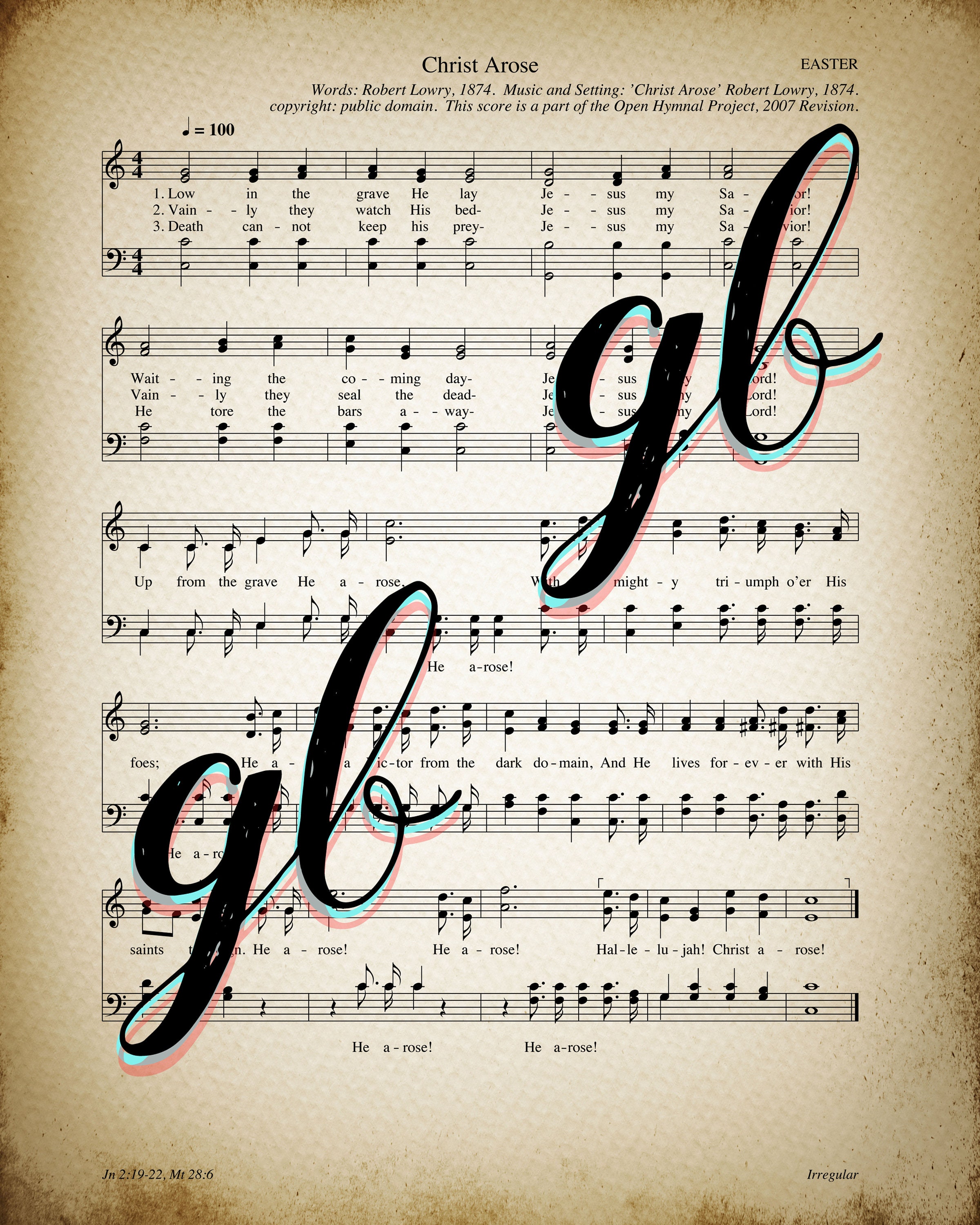 Christ Arose Printable Vintage Sheet Music | Christian Hymn Print for ...