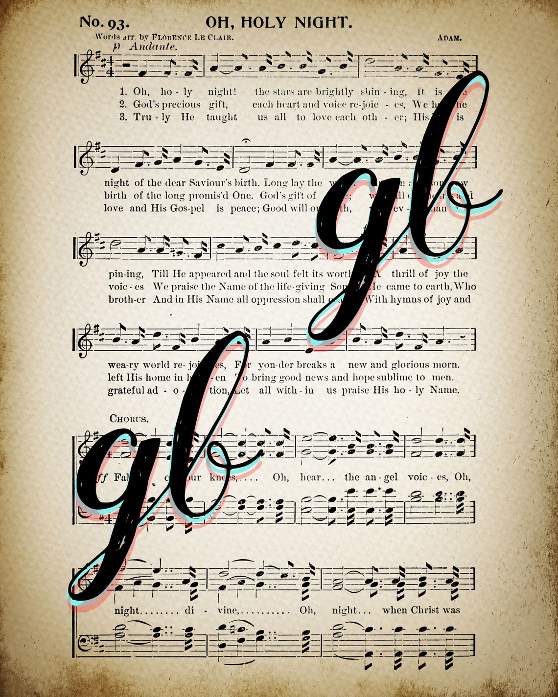 O Holy Night Printable Vintage Sheet Music Classic Holiday - Etsy