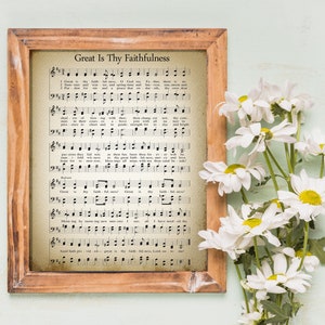 Great Is Thy Faithfulness Printable Vintage Sheet Music | Christian Hymn Print for Antique & Farmhouse Decor | Religious Hymnal