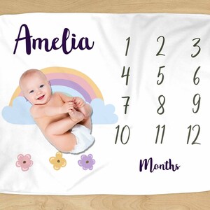 Sugar + Maple Colorful Rainbow Milestone Background Blanket main image 1
