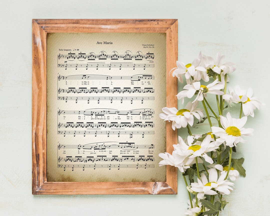 Ave Maria by Schubert Printable Vintage Sheet Music | Christian Hymn ...