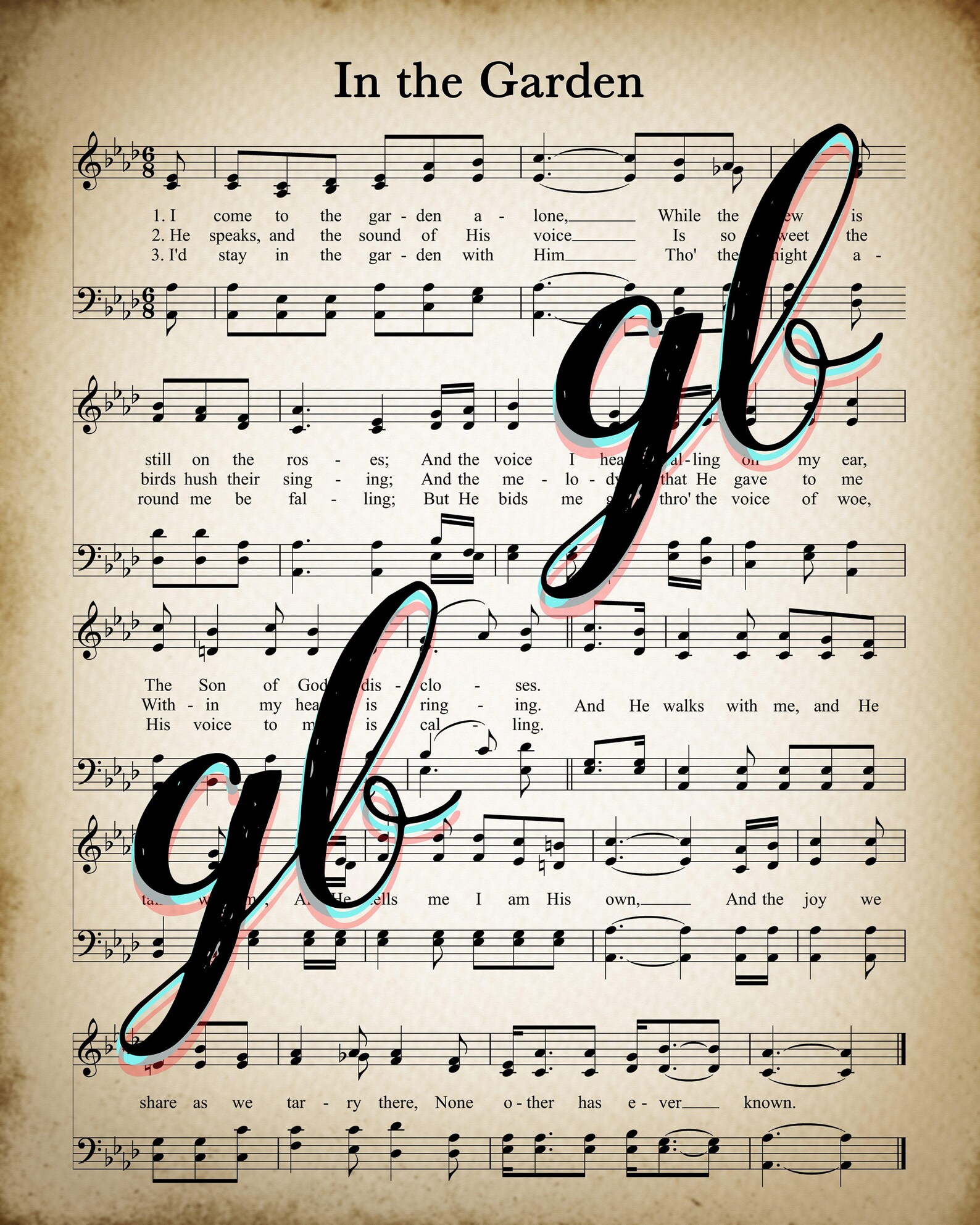 In the Garden Printable Vintage Sheet Music Christian Hymn | Etsy