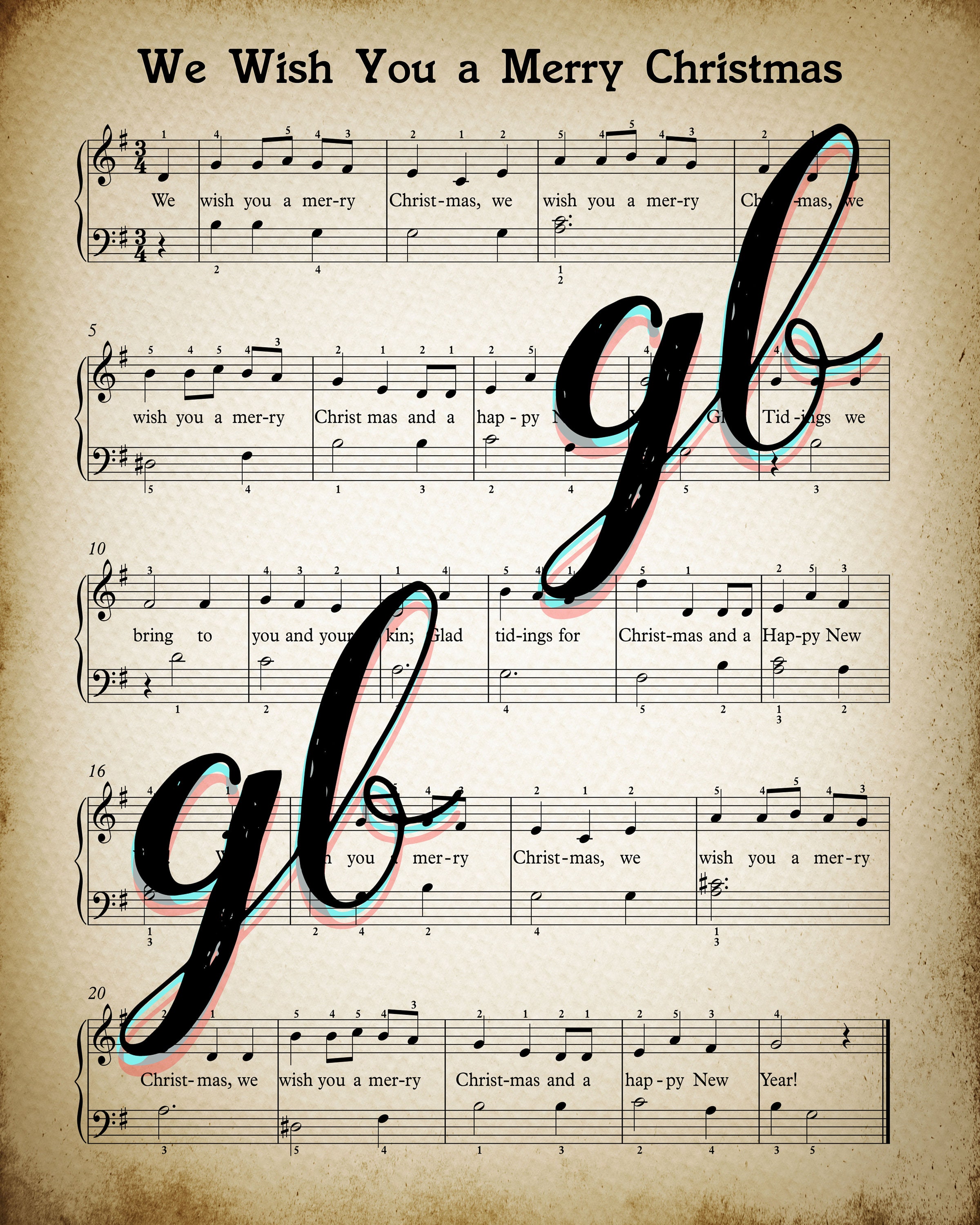 we wish you a merry christmas printable vintage notenblatt