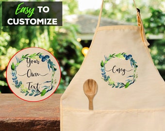Personalized Apron  with Name - Cooking, Baking, Kitchen Apron with Name - Chef Gift with Floral Print and Pockets