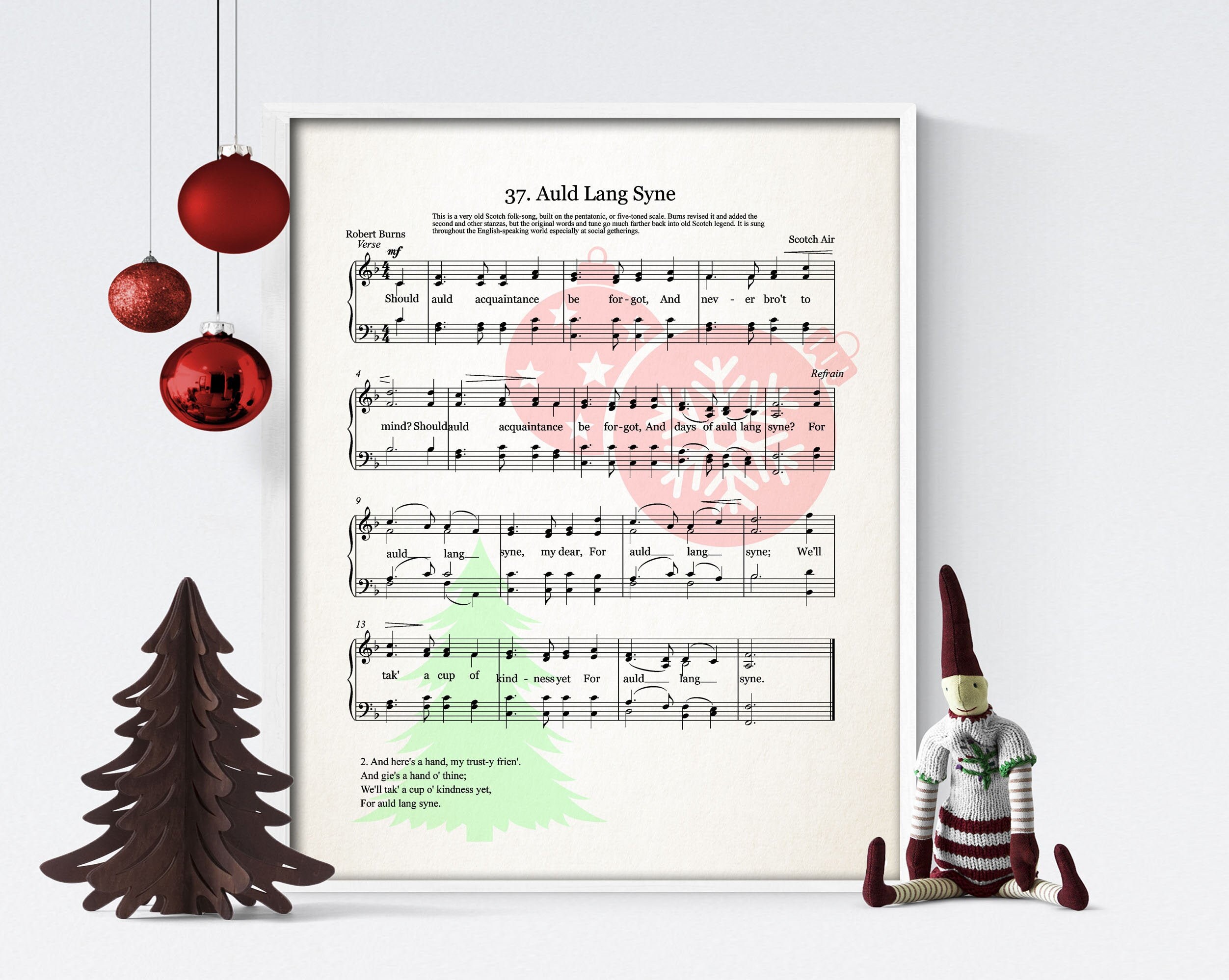Auld Lang Syne Printable Vintage Sheet Music Classic Holiday - Etsy