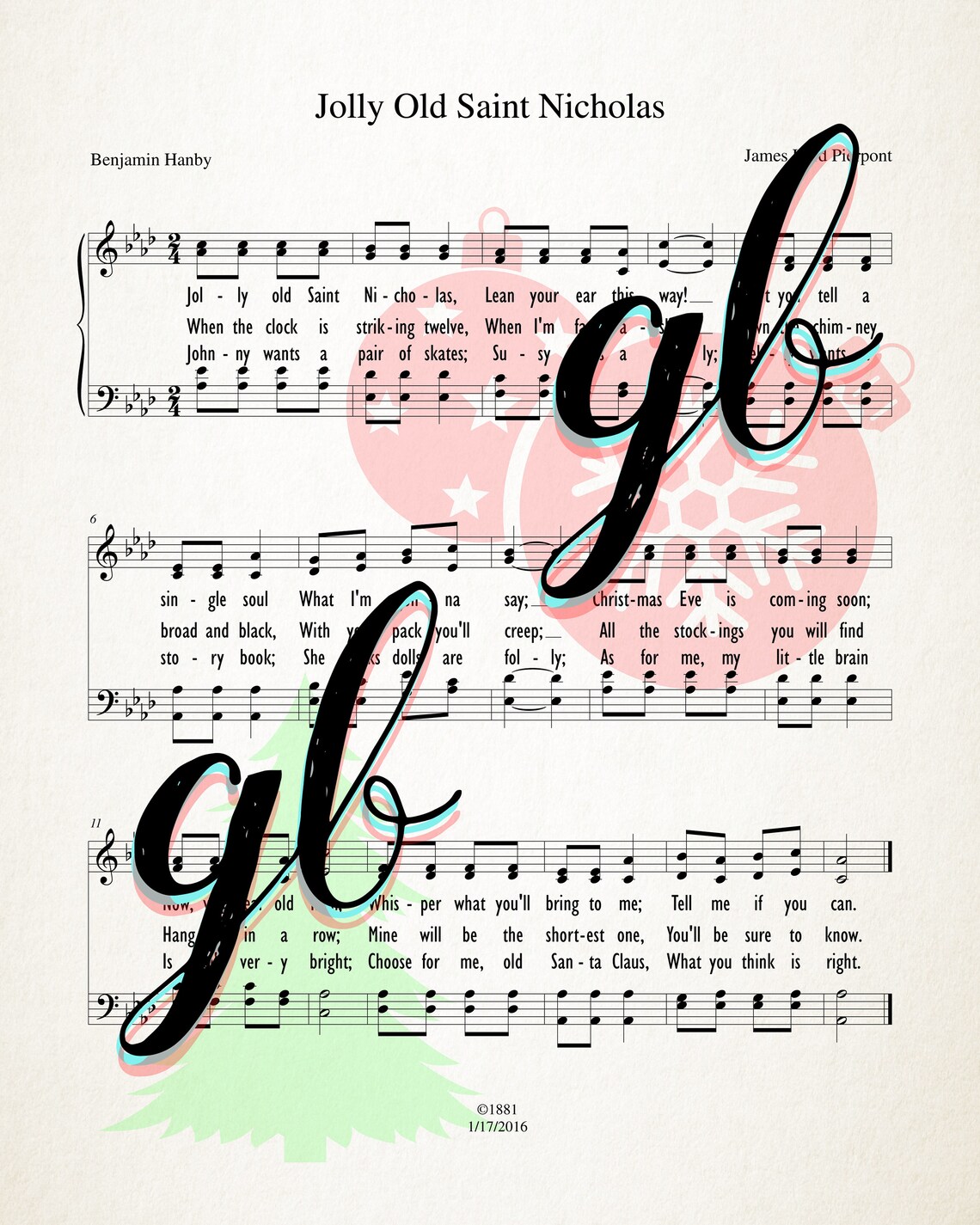 Jolly Old Saint Nicholas St. Nick Printable Vintage Sheet Music ...