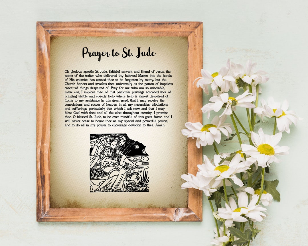 St. Jude Prayer Saint Jude Miracle Healing Scripture Wall Art Christian Catholic Quote Gift