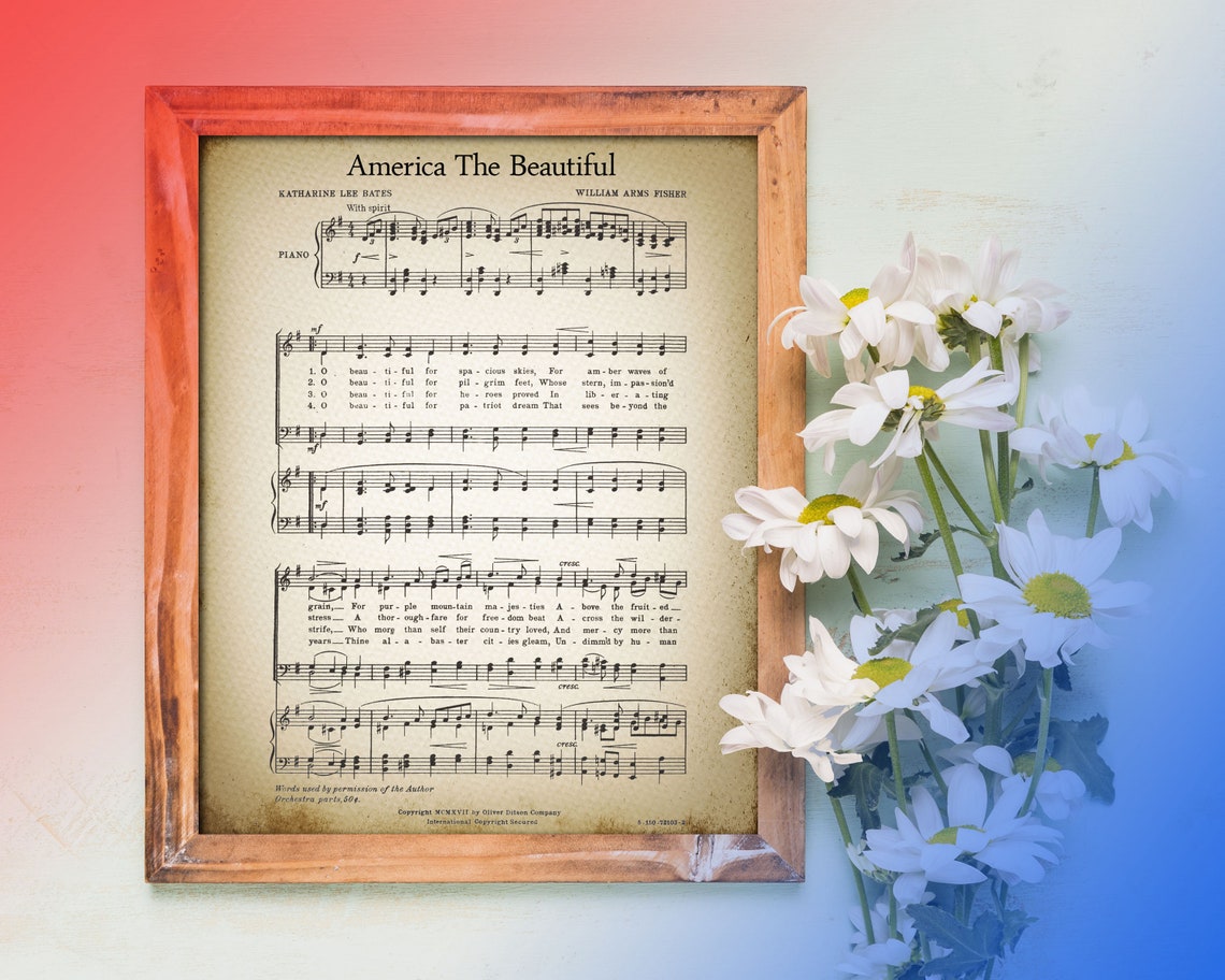 America the Beautiful Printable Vintage Sheet Music - Etsy