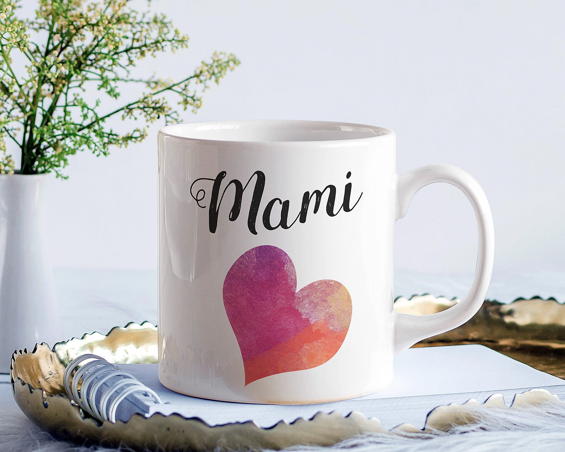 Mami Mug Heart Watercolor design New Mami Gift for Christmas | Etsy